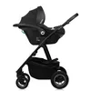 A black Lionelo Amber Plus 3-in-1 combi stroller with a baby car seat attached, shown from the side against a white background. Produktbild-Vorschau