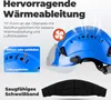 Marketing image showing a blue safety helmet with features highlighted by text and graphics. Náhled obrázku produktu