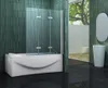 A modern bathroom with a bathtub and shower screen. Produktbild-Vorschau