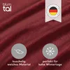 A close-up of red plush fabric with marketing icons and text. Anteprima dell’immagine prodotto
