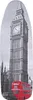 A black and white image of Big Ben in London with a red double-decker bus in the foreground. Podgląd zdjęcia produktu
