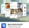 A collage of smartphone app screens showcasing recipes and appliance control, with a logo and app icon. Anteprima dell’immagine prodotto