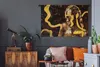 MuchoWow® Wandteppich Wandbehang Frau - Schwarz - Gold Produktbild-Vorschau 5