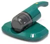 A green handheld vacuum cleaner with a transparent dustbin and filter sits on its charging base. Náhled obrázku produktu