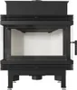 A front view of a black fireplace insert with glass doors and white interior. Podgląd zdjęcia produktu