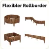 A collage of four images showing different configurations of wooden garden edging. Voir les images du produit