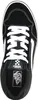 A top-down view of a black Vans sneaker with white laces. Voir les images du produit