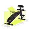 A black multi-functional training bench with yellow graphic overlays and measurement indicators. Náhľad obrázku produktu