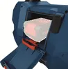 A close-up view of a battery compartment on a blue power tool, with a battery partially inserted. Produktbild-Vorschau