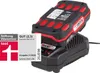 A Parkside battery and charger are shown against a white background, with a test rating overlay. Produktbild-Vorschau