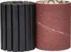 A black ribbed drum and a brown sanding sleeve are shown side-by-side against a white background. Podgląd zdjęcia produktu