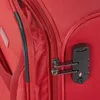 A close-up view of a red suitcase with a TSA-approved combination lock. Náhled obrázku produktu