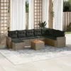 9-delige Loungeset met kussens poly rattan grijs Productafbeelding-voorbeeld 2