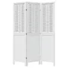 A white, three-panel room divider with a slatted design on the upper portion of each panel. Produktbild-Vorschau