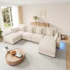 Merax Modulares U-/L Ecksofa, 6-Sitzer mit 2 Hockern, LED Produktbild-Vorschau 6