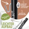 Instructional graphic showing how to assemble a hammock stand component, with text highlighting features like adjustable chain and easy assembly. Produktbild-Vorschau