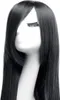 100cm Karneval Perücke Cosplay Schwarz Glatt mit Haarnetz. Produktbild-Vorschau 4
