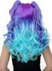 WIG ME UP Perücke Cosplay Zöpfe Ombre Blau Türkis Produktbild-Vorschau 4