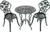 A three-piece bistro set consisting of a round table and two chairs, made of ornate metal with a rose motif. Náhľad obrázku produktu