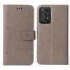 A flip cover phone case for a Samsung Galaxy A52 series phone, shown open and closed. Produktbild-Vorschau
