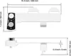 Diagrams showing the dimensions of a bidet attachment for a toilet. Produktbild-Vorschau