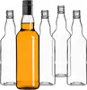 A group of glass bottles, one filled with amber liquid and the others empty, are arranged on a white background. Produktbild-Vorschau