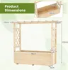A diagram showing the dimensions of a wooden planter box with a trellis. Anteprima dell’immagine prodotto