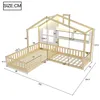 A diagram showing the dimensions of a wooden house-shaped bed frame. Anteprima dell’immagine prodotto