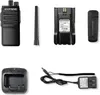 A collection of radio accessories, including a radio, antenna, battery, charging cradle, and power adapter, laid out on a white background. Náhľad obrázku produktu