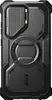 A black phone case with a textured camera bump and a circular ring on the back. Produktbild-Vorschau