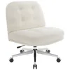A white corduroy office chair with a chrome base and wheels, shown from a front-facing angle on a white background. Produktbild-Vorschau