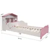 Hausform Kinderbett Weiß-Rosa mit Bücherregal, Produktbild-Vorschau 3
