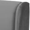 A close-up view of the seam and texture of a gray upholstered bed frame. Produktbild-Vorschau