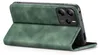 A green flip case for a smartphone is shown open, with the phone inside. Produktbild-Vorschau