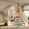 Merax Etagenbett Kinderbett 90x200 cm mit Schubladen, Produktbild-Vorschau 1