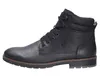 A side view of a black leather boot. Voir les images du produit