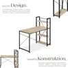 A collage of images showcasing a computer desk with shelves, highlighting its design and construction. Náhled obrázku produktu