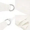 Collage of close-up images showing the details of a white sun sail, including D-rings and rope attachments. Náhled obrázku produktu