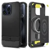 A black iPhone case with yellow accents, shown from the front and back, with the back showing the MagSafe ring. Náhľad obrázku produktu