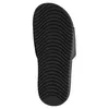 The underside of a black slide sandal with a wavy tread pattern. Produktbild-Vorschau