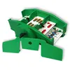 A green card shuffling device with cards inside, shown on a white background. Produktbild-Vorschau