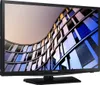 A Samsung television displaying a modern building with a curved facade. Produktbild-Vorschau