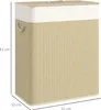 HOMCOM Bambus Wäschekorb mit Deckel 2 Fächer 100 L Produktbild-Vorschau 3