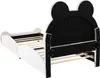 A child's bed with a headboard shaped like Mickey Mouse ears, shown from a side angle. Produktbild-Vorschau