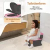 A young girl is sitting on a child's potty training toilet in a bathroom. Náhľad obrázku produktu