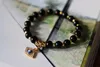 Perlenarmband Damen 8mm Schwarz mit Bösem Auge Charm Gold, Produktbild-Vorschau 3