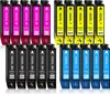A collection of printer ink cartridges arranged in rows on a white background. Produktbild-Vorschau