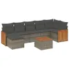 Design 8-tlg. Garten-Sofagarnitur mit Kissen Grau Poly Produktbild-Vorschau 2