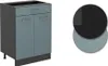 A kitchen base cabinet with two doors and a drawer, shown next to color swatches. Anteprima dell’immagine prodotto