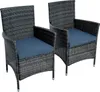 Two grey rattan chairs with blue cushions are shown against a white background. Produktbild-Vorschau